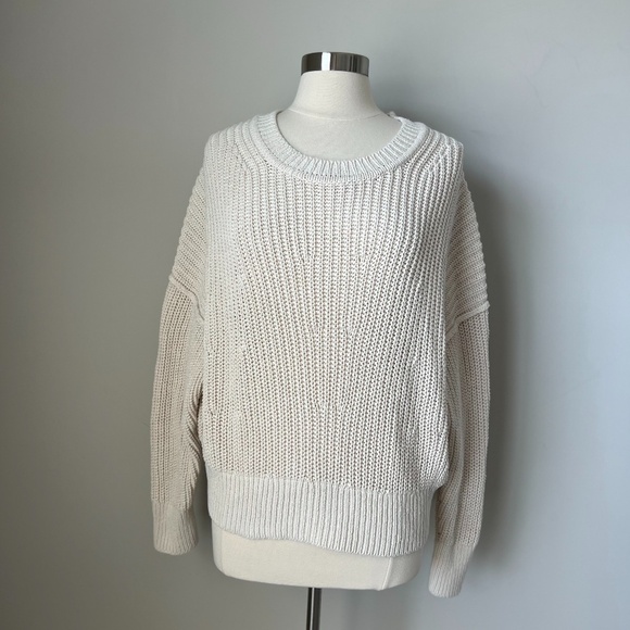 Banana Republic 100% Organic Cotton Chunky Knit Oversized Boxy Sweater Large - Picture 1 of 16